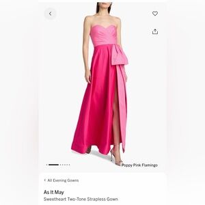 Strapless Hot Pink Maxi Dress with Draped Waist Tie